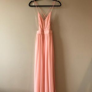 Lulu’s Peach Chiffon Maxi Dress